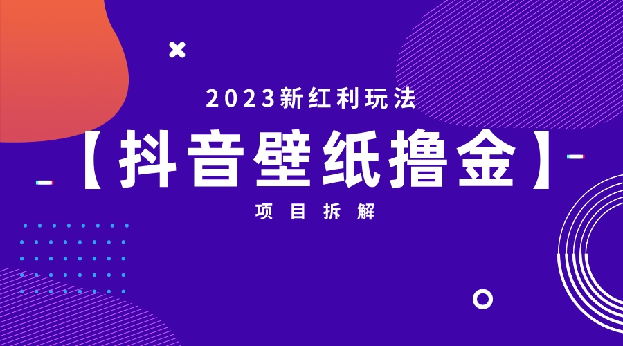 2023新红利玩法：抖音壁纸撸金项目-乐乐资源网
